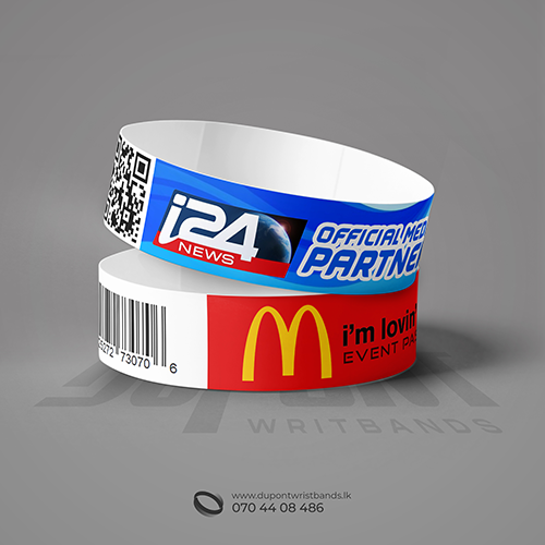 Custom printed Event wrist bands with QR code or  barcode ID 